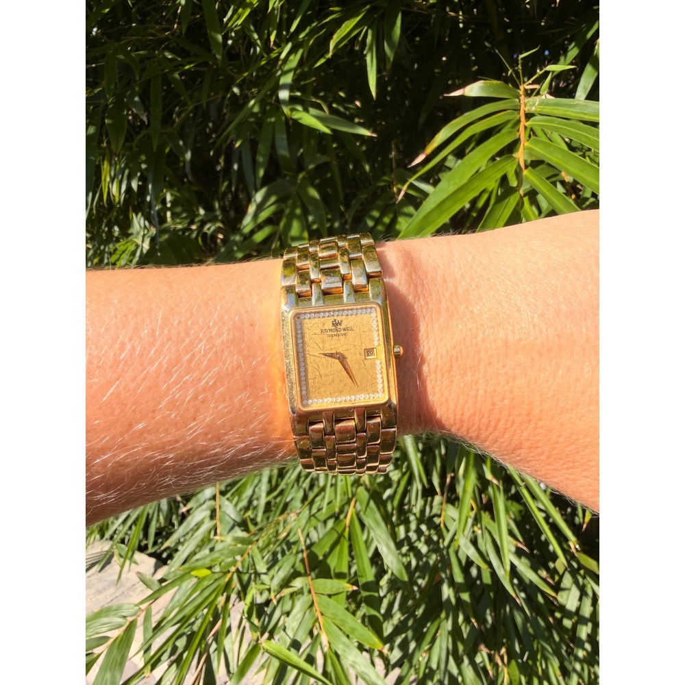 VTG 1998 Raymond Weil 9982 Parsifal Gold Tone Diamond Watch Papers & Links